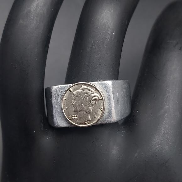 Vintage Mercury Dime Ring Size 8.5 Coin Currency Jewelry - Picture 5 of 8